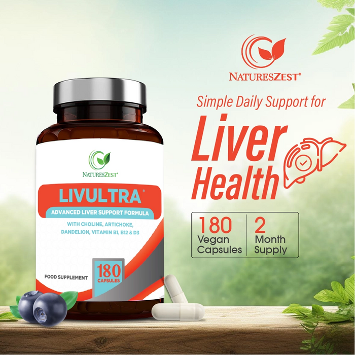Liver Support Supplement for Detox & Nutrient Balance – LivUltra High Strength Formula with Key Botanicals, 180 Vegan Capsules