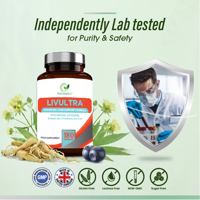 Liver Support Supplement for Detox & Nutrient Balance – LivUltra High Strength Formula with Key Botanicals, 180 Vegan Capsules