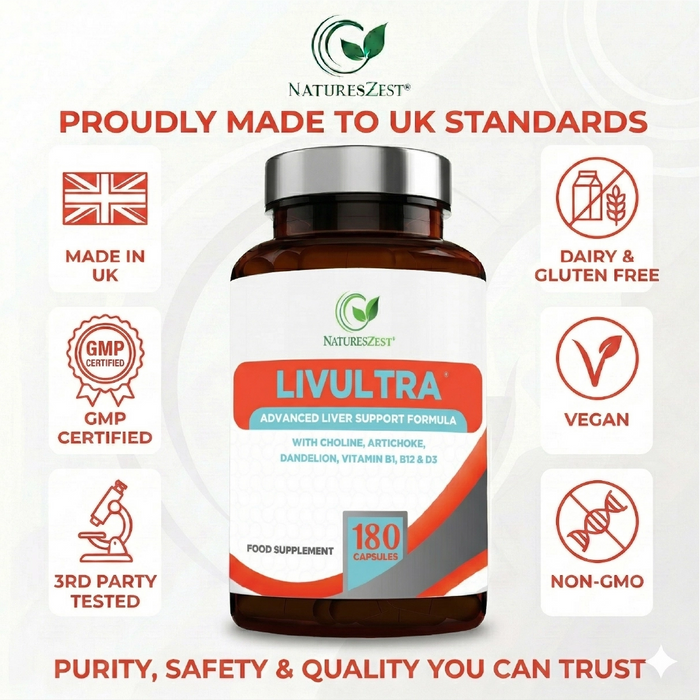 Liver Support Supplement for Detox & Nutrient Balance – LivUltra High Strength Formula with Key Botanicals, 180 Vegan Capsules