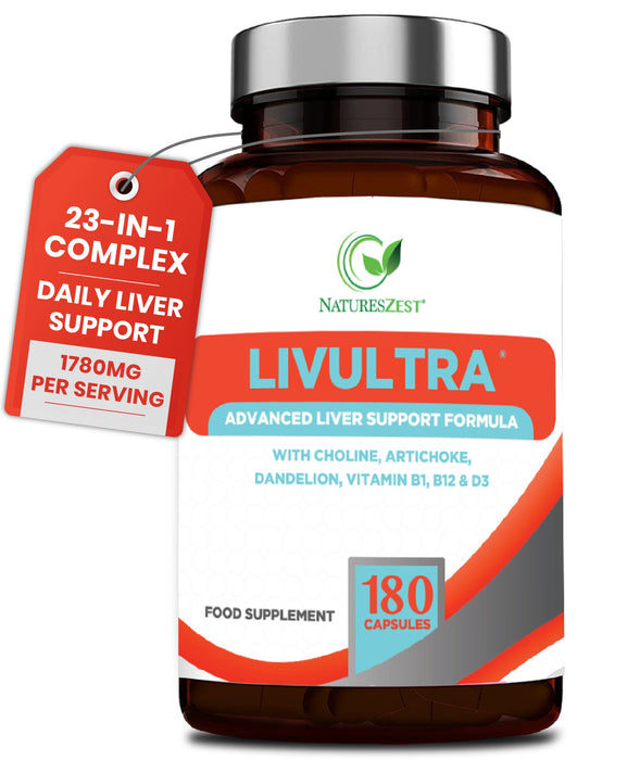Liver Support Supplement for Detox & Nutrient Balance – LivUltra High Strength Formula with Key Botanicals, 180 Vegan Capsules
