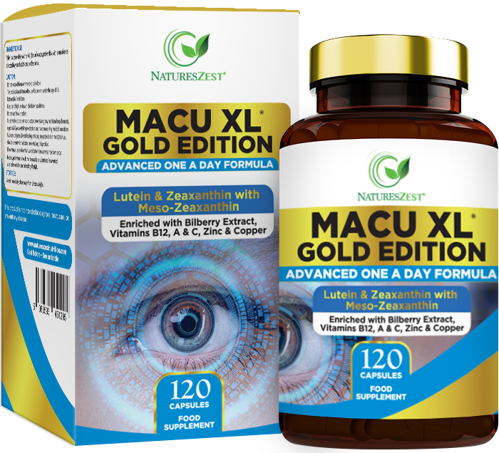 Macu XL Gold Edition Eye Support Supplement for Men & Women - 120 Vegan Capsules