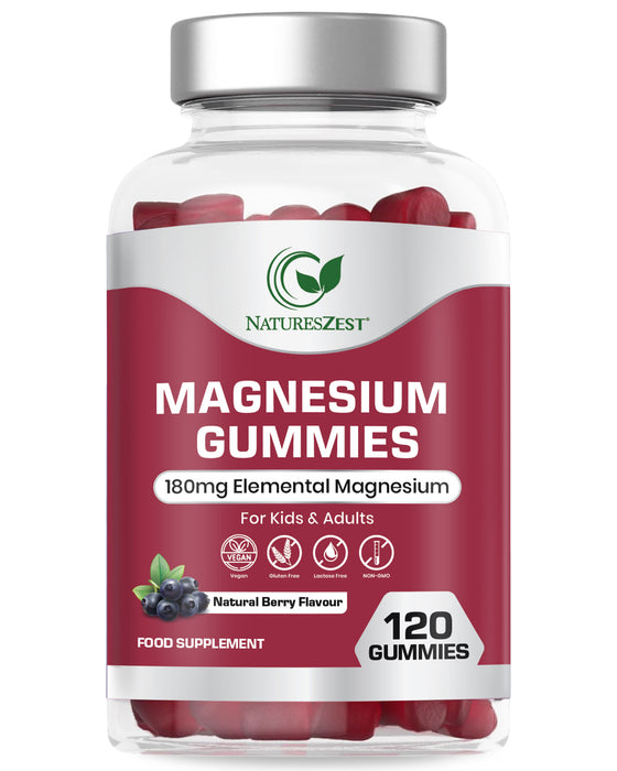 Magnesium Gummies for Sleep,Relaxation & Immunity Support – Natural Berry Flavour, 120 Vegan Gummies for Kids & Adults