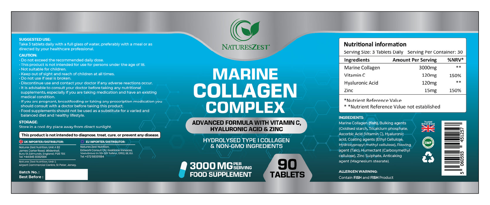 Marine Collagen Complex 3000mg - 90 Tablets