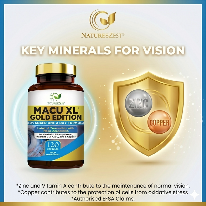 Premium Eye Supplement for Vision & Macular Health – Macu XL Gold Edition with Advanced Nutrient Complex, 120 Vegan Capsules