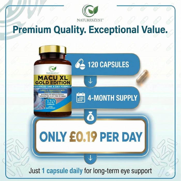 Premium Eye Supplement for Vision & Macular Health – Macu XL Gold Edition with Advanced Nutrient Complex, 120 Vegan Capsules