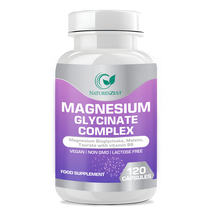Magnesium Glycinate Complex, Magnesium Bisglycinate, Malate, Taurate with Vitamin B6, Muscle, Energy & Sleep Support, 120 Vegan Capsules