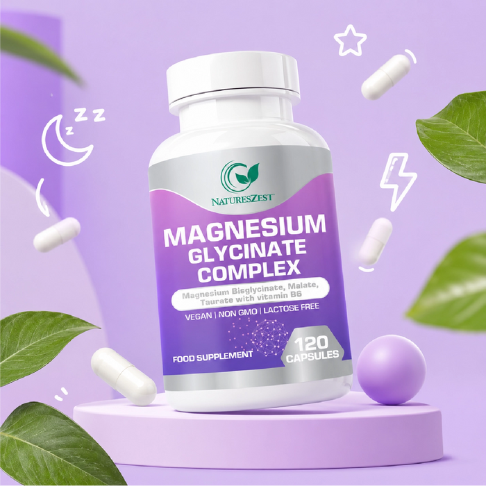 Magnesium Complex for Energy, Sleep & Muscle Support – Glycinate, Malate & Taurate with Vitamin B6, 120 Vegan Capsules