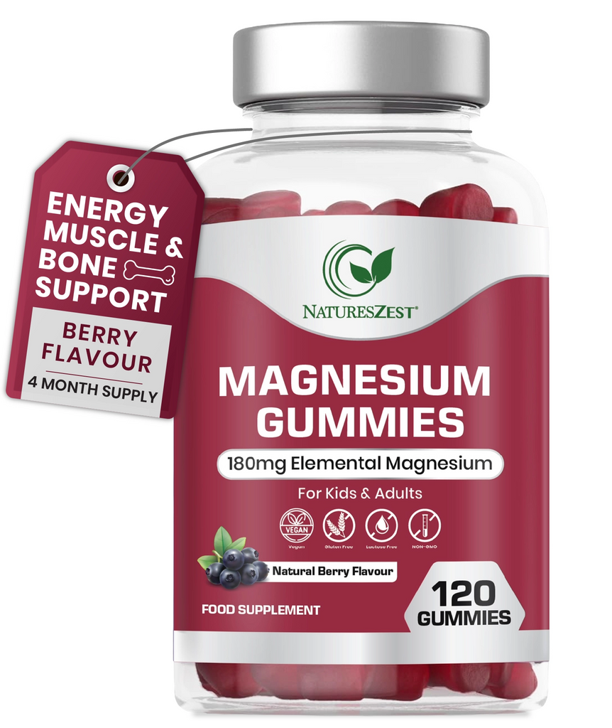 Magnesium Gummies for Sleep,Relaxation & Immunity Support – Natural Berry Flavour, 120 Vegan Gummies for Kids & Adults