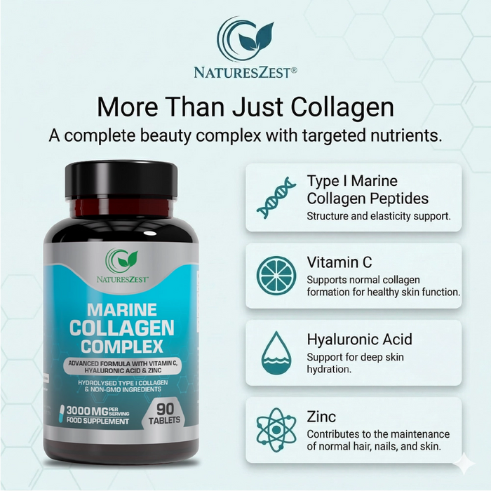 High Strength Marine Collagen for Skin, Hair & Joint Health Support – Collagen Complex 3000mg, 90 Tablets