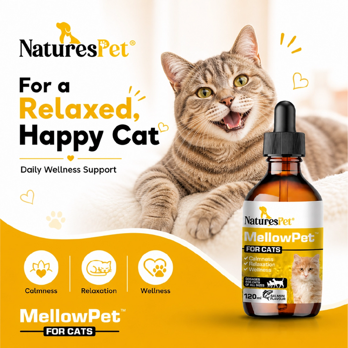 Cat Calming Drops for Stress & Anxiety Relief Support – MellowPet Advanced 120ml Liquid Formula for Relaxation & Behaviour Support