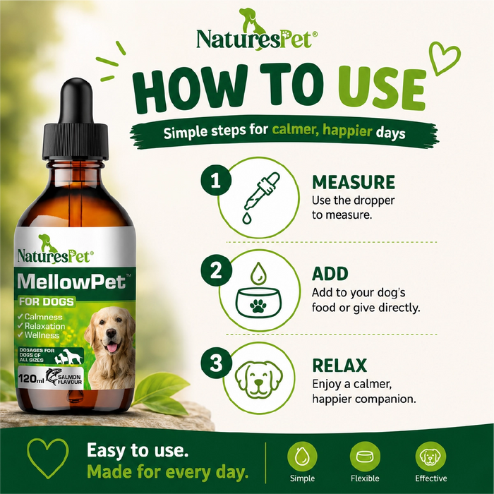 Dog Calming Drops for Stress & Anxiety Relief Support – MellowPet Advanced 120ml Liquid for Relaxation & Behaviour Support