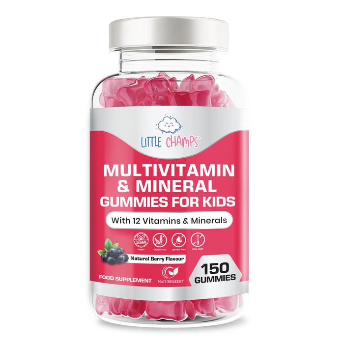 Multivitamin & Mineral Gummies for Kids With 12 Essential Vitamins, Immune Support, Energy & Brain Health, Natural Berry Flavour, 150 Gummies
