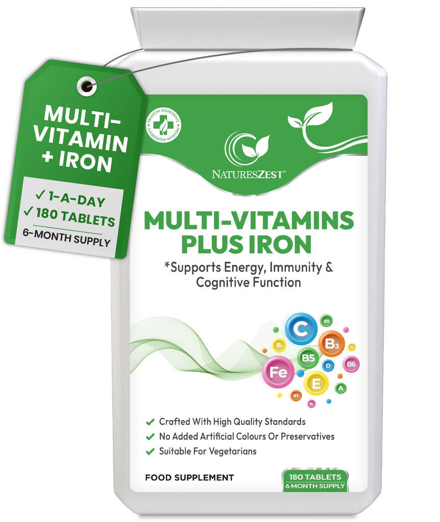 Multivitamin Plus Iron Energy Immunity & Cognitive Support – High Strength Formula 180 Vegetarian Tablets