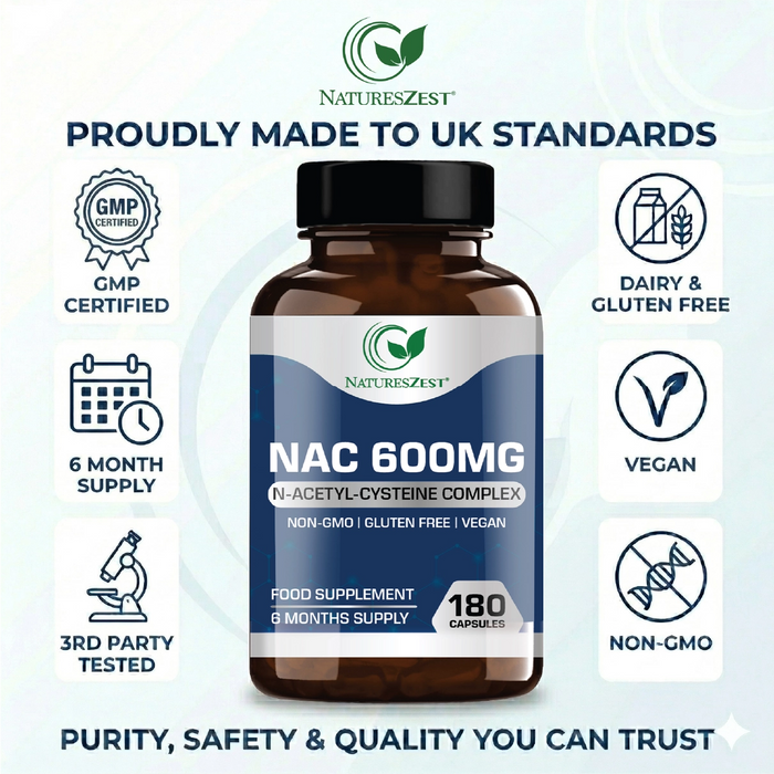 NAC Supplement for Liver Health, Detox & Immune Support – High Strength N-Acetyl-Cysteine 600mg, 120 Capsules