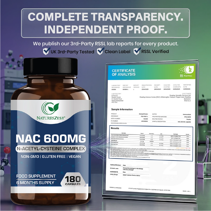 NAC Supplement for Liver Health, Detox & Immune Support – High Strength N-Acetyl-Cysteine 600mg, 120 Capsules