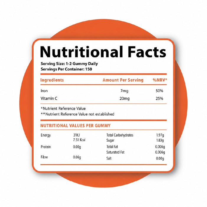 Iron & Vitamin C Gummies for Energy & Immunity Support – Adult & Kids Supplement, 150 Vegan Gummies for Daily Health