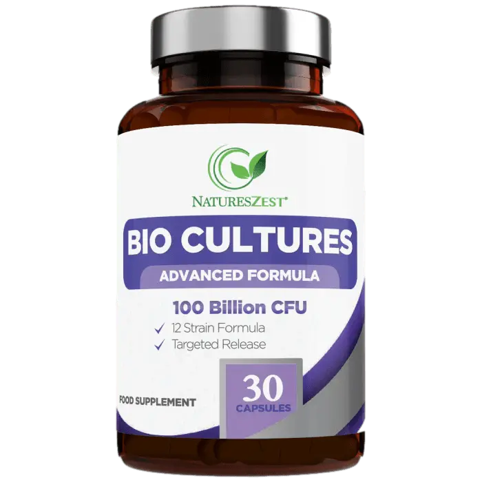 Probiotics Supplement 100 Billion CFU with Prebiotics Bio Cultures Complex 180 Vegan Caps Natures Zest