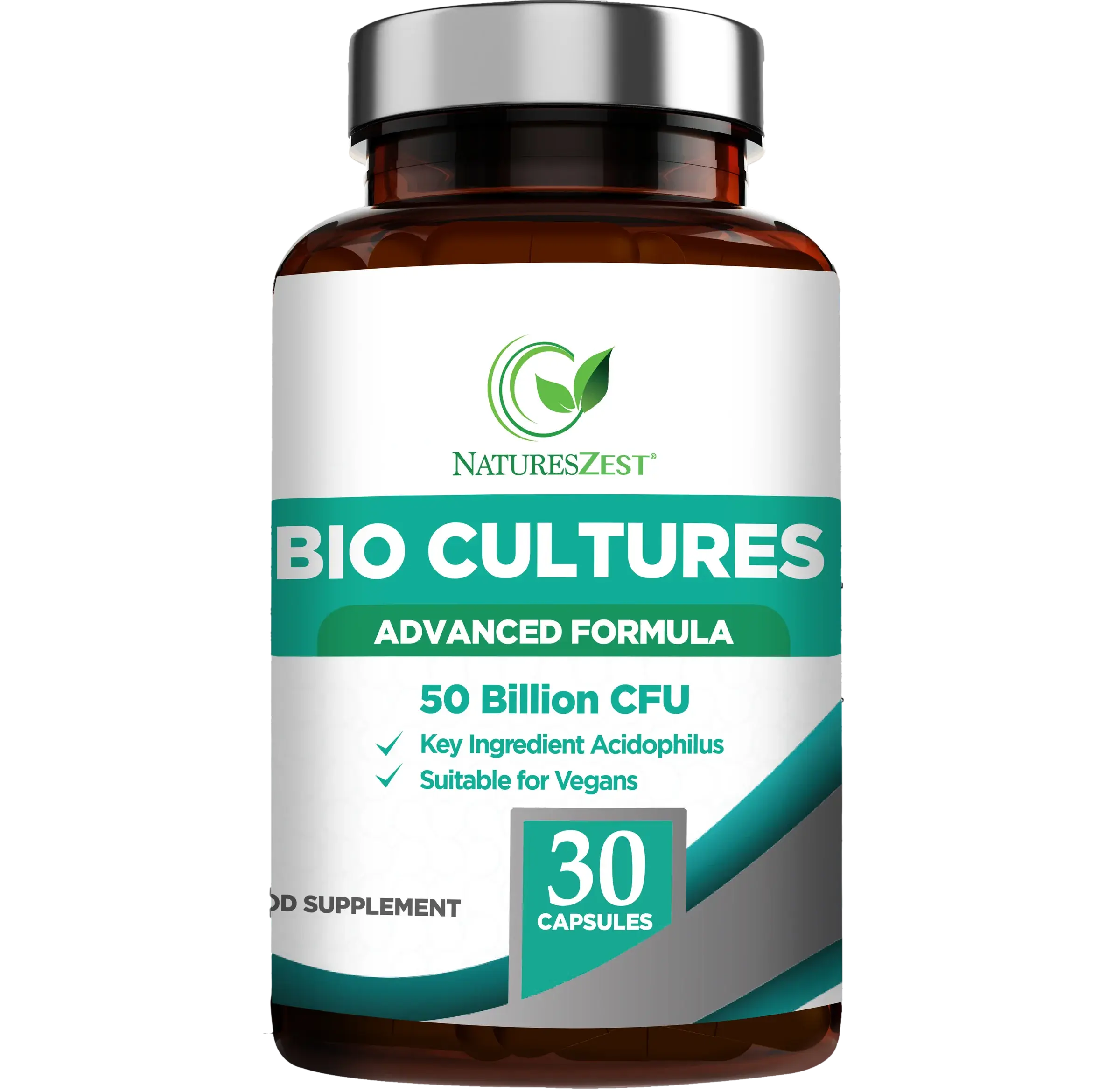 Probiotics Supplement 50 Billion CFU With Prebiotic for Gut & Digestive Health 6 Month Supply Natures Zest