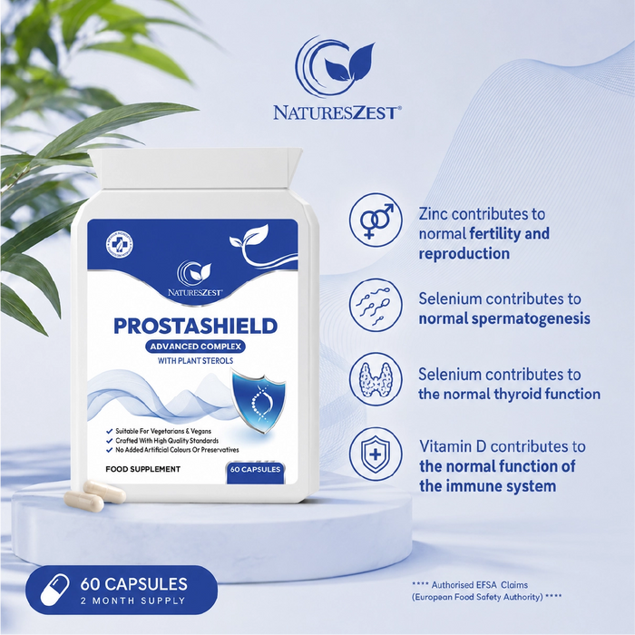 Prostashield for Men - Men's Health Supplement with Zinc, Vitamin D & Plant Sterols, 60 Vegan Capsules
