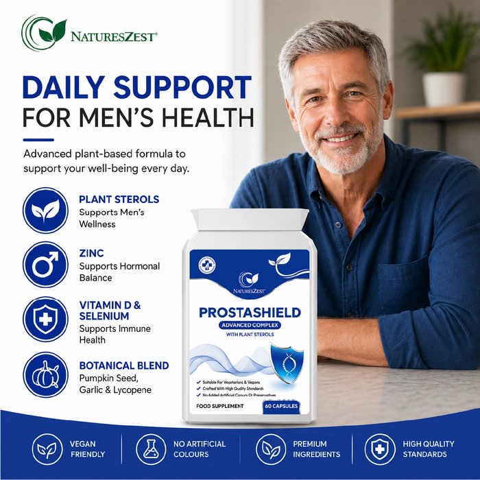 Prostashield for Men - Men's Health Supplement with Zinc, Vitamin D & Plant Sterols, 60 Vegan Capsules