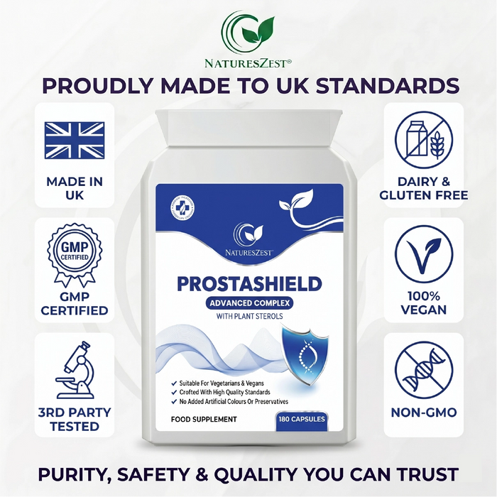 Prostashield for Men - Men's Health Supplement with Zinc, Vitamin D & Plant Sterols, 60 Vegan Capsules