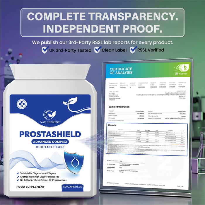 Prostashield for Men - Men's Health Supplement with Zinc, Vitamin D & Plant Sterols, 60 Vegan Capsules