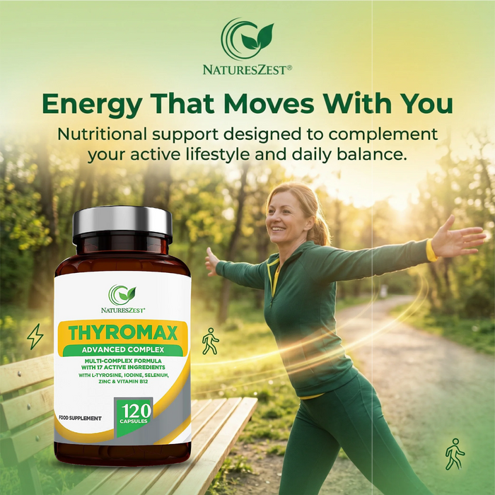 Thyroid Support Supplement for Energy, Metabolism & Normal Hormone Production – 120 Vegan Capsules for Women & Men