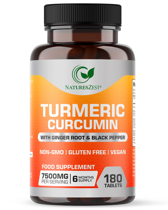 Turmeric Curcumin 7500mg Complex with Black Pepper & Ginger 180 Tablets