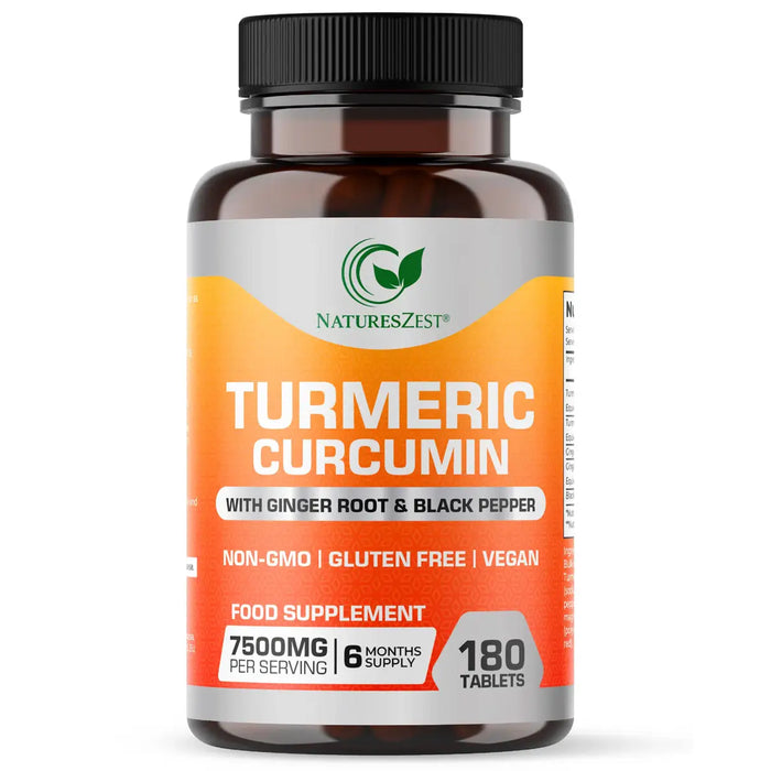 Turmeric Curcumin for Joint Comfort & Mobility Support– High Strength 7500mg Complex with Black Pepper & Ginger, 180 Tablets