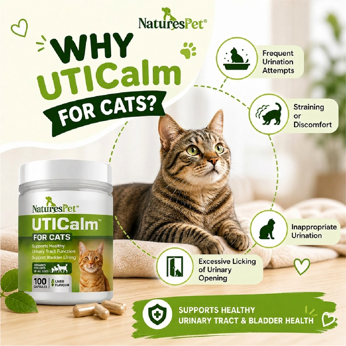 Cat UTI & Bladder Support Supplement – UTICalm Advanced 100 Liver Flavoured Sprinkle Capsules for Urinary Tract Health