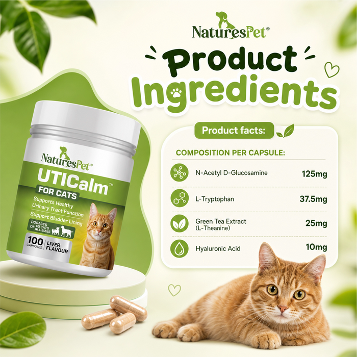 Cat UTI & Bladder Support Supplement – UTICalm Advanced 100 Liver Flavoured Sprinkle Capsules for Urinary Tract Health
