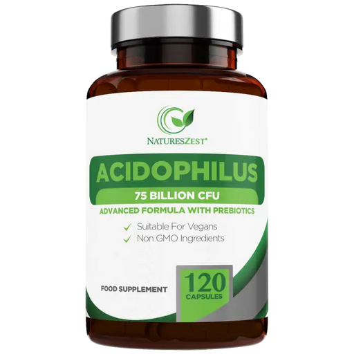 Natures Zest High Strength Acidophilus 75 Billion CFU With Prebiotics 120 Capsules Natures Zest