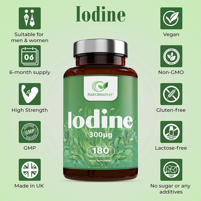 High Strength Iodine Supplement to Help Support Normal Thyroid Function - 120 Vegan Capsules