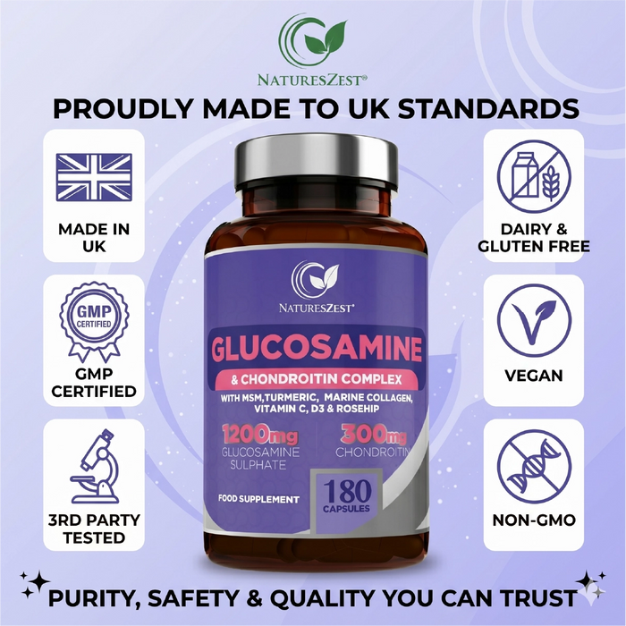 Joint Care Supplement with Glucosamine, Chondroitin & MSM – High Strength Complex, 180 Capsules for Mobility & Flexibility Support