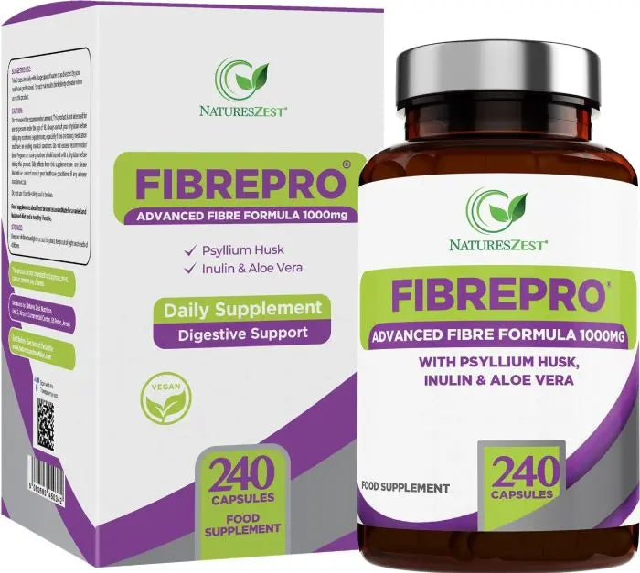 Fibre Pro 1000mg Daily Fibre Supplement, 240 Vegan Capsules Natures Zest